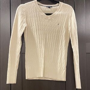 Nautica Women's V-Neck Cream Sweater